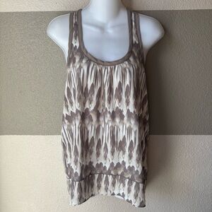 Express Women’s Small Taupe Cream Racerback Tank Top Tie Dye Blouse Sleeveless
